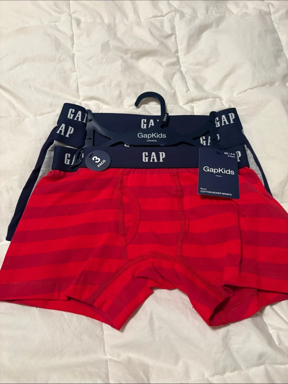 GAP Red Striped Boxer Briefs with Navy Waistband - 3 Pack